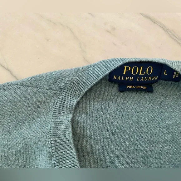 Ralph Lauren Polo V Neck Pima Sz. L - Picture 3 of 5
